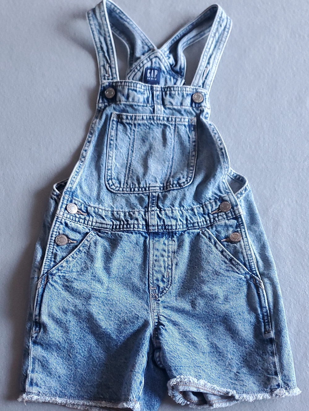 Girls Size 8 GAP Light Blue Denim Short Overalls